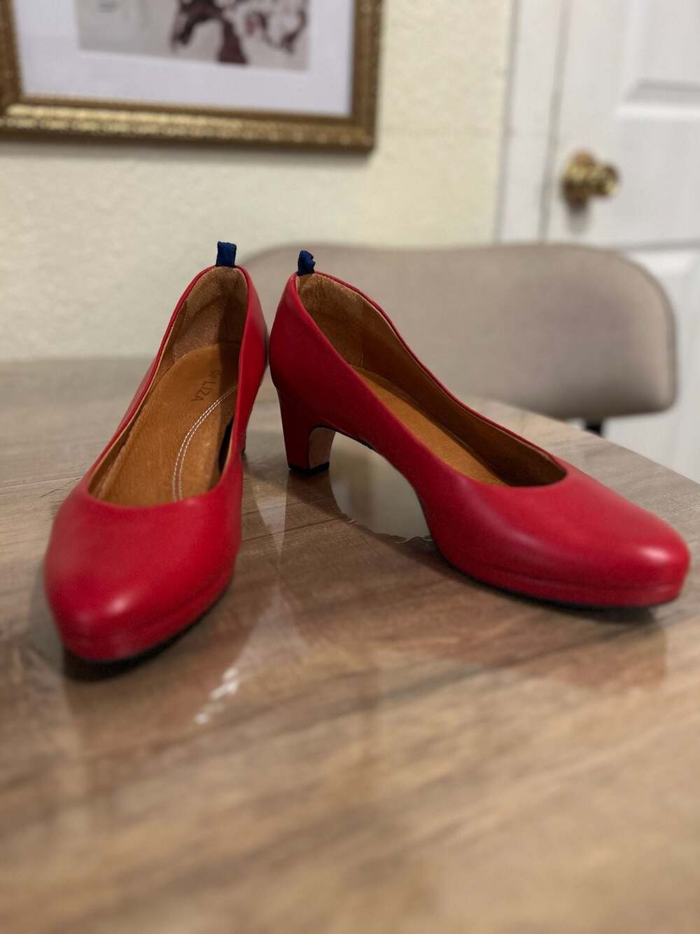 dr LIZA Red Leather Pumps Size 8W